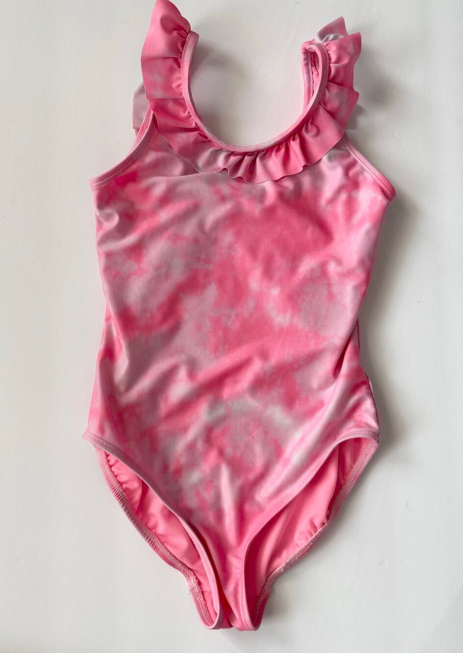 Gap Kids Pink Tie Dye Ruffle One Piece Swimsuit Size L 10 12
